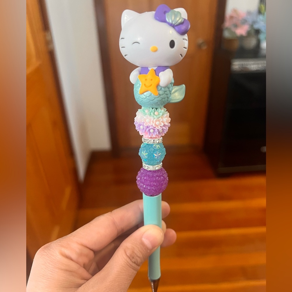 Hello Kitty Mermaid Beaded Pen with Purple and Teal Details